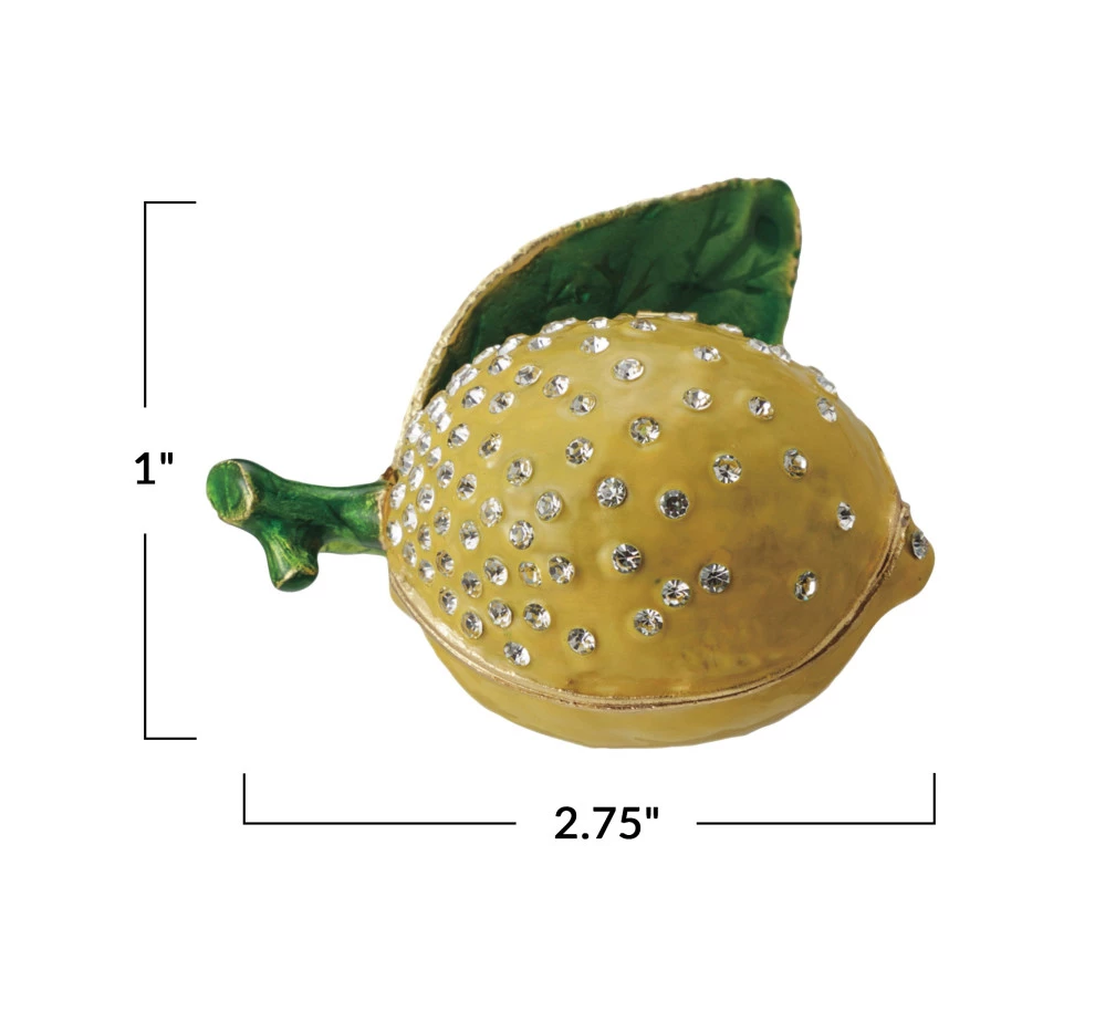 Trinket Box Enameled Metal Lemon 2.75"l x 1"h by Homeportonline