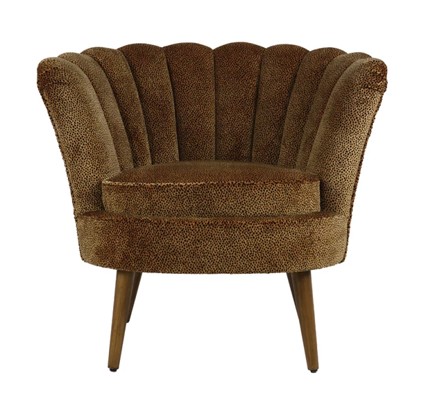 Chair Upholstered Velvet Leopard Pattern Wood Legs by Homeportonline