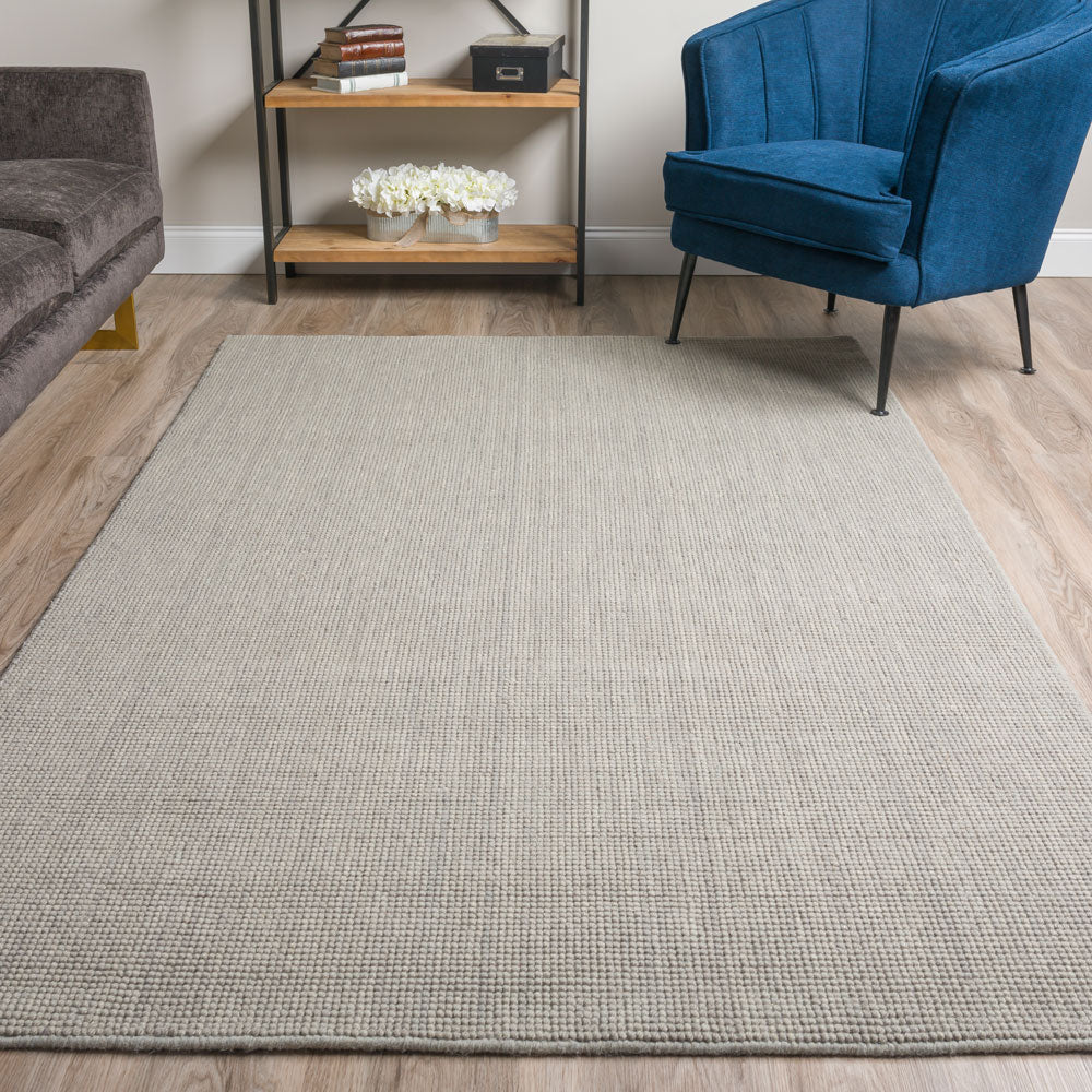 Monaco Popcorn Wool Rug Silver 5' X 7'6" by Homeportonline