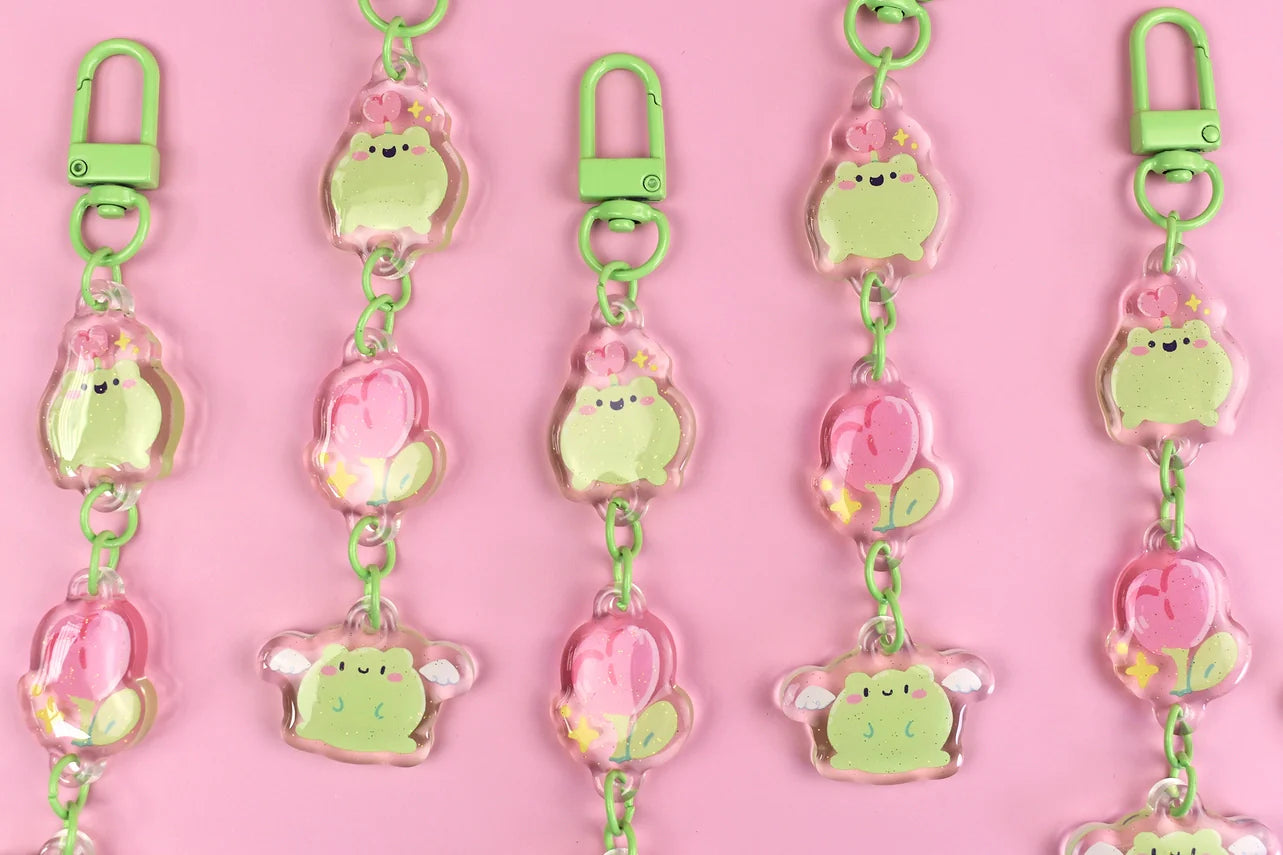 Tulip Frog Keychain Charm