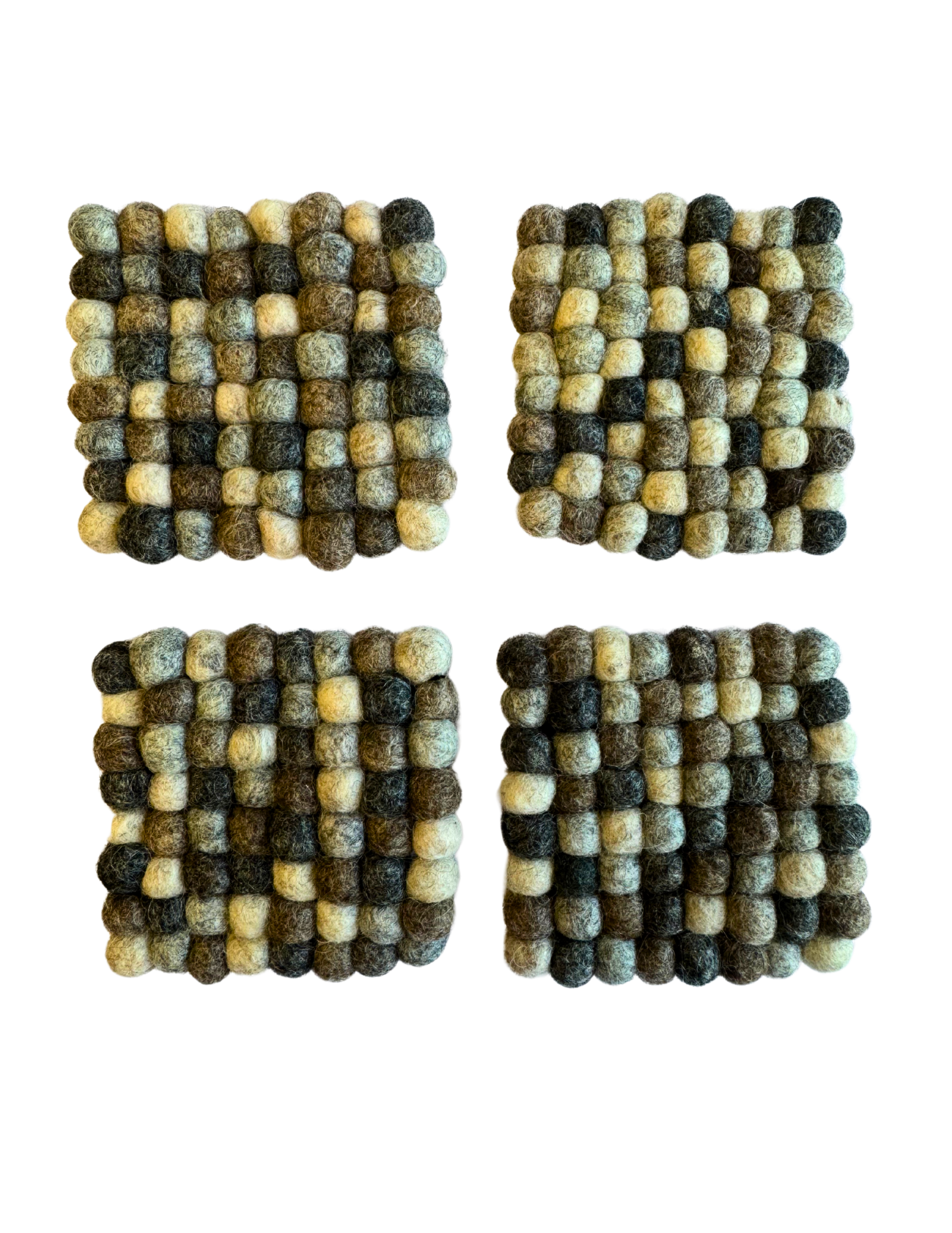 DC Felt Wool Ball Coaster- Square, Circle (set of 4) | 935 FC