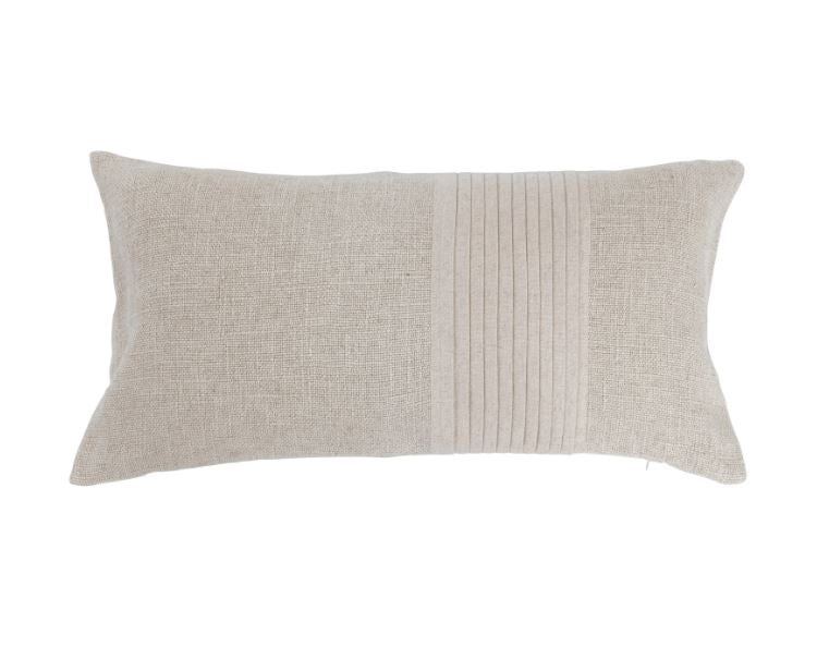 Pillow Lumbar Pleated Stripe Linen Blend 12" x 24" by Homeportonline