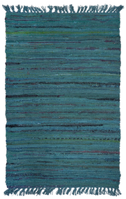 Sturbridge Rag Rug Cotton Teal 24" x 72" by Homeportonline