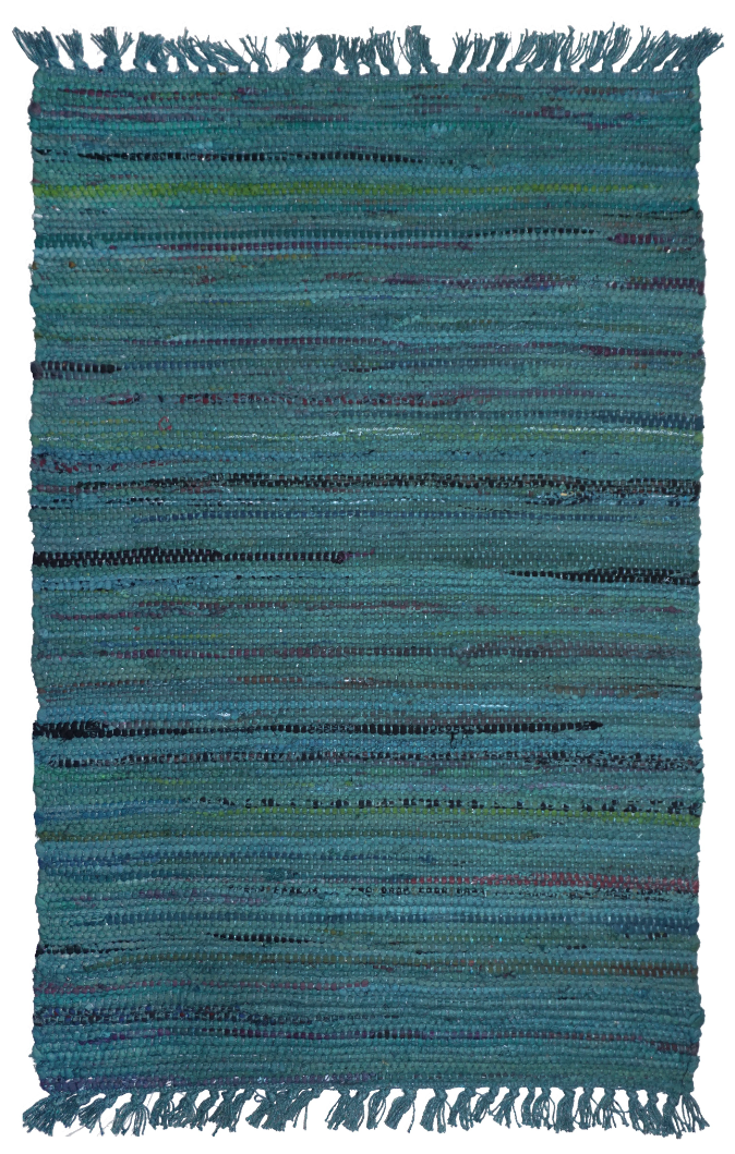 Sturbridge Rag Rug Cotton Teal 24" x 72" by Homeportonline