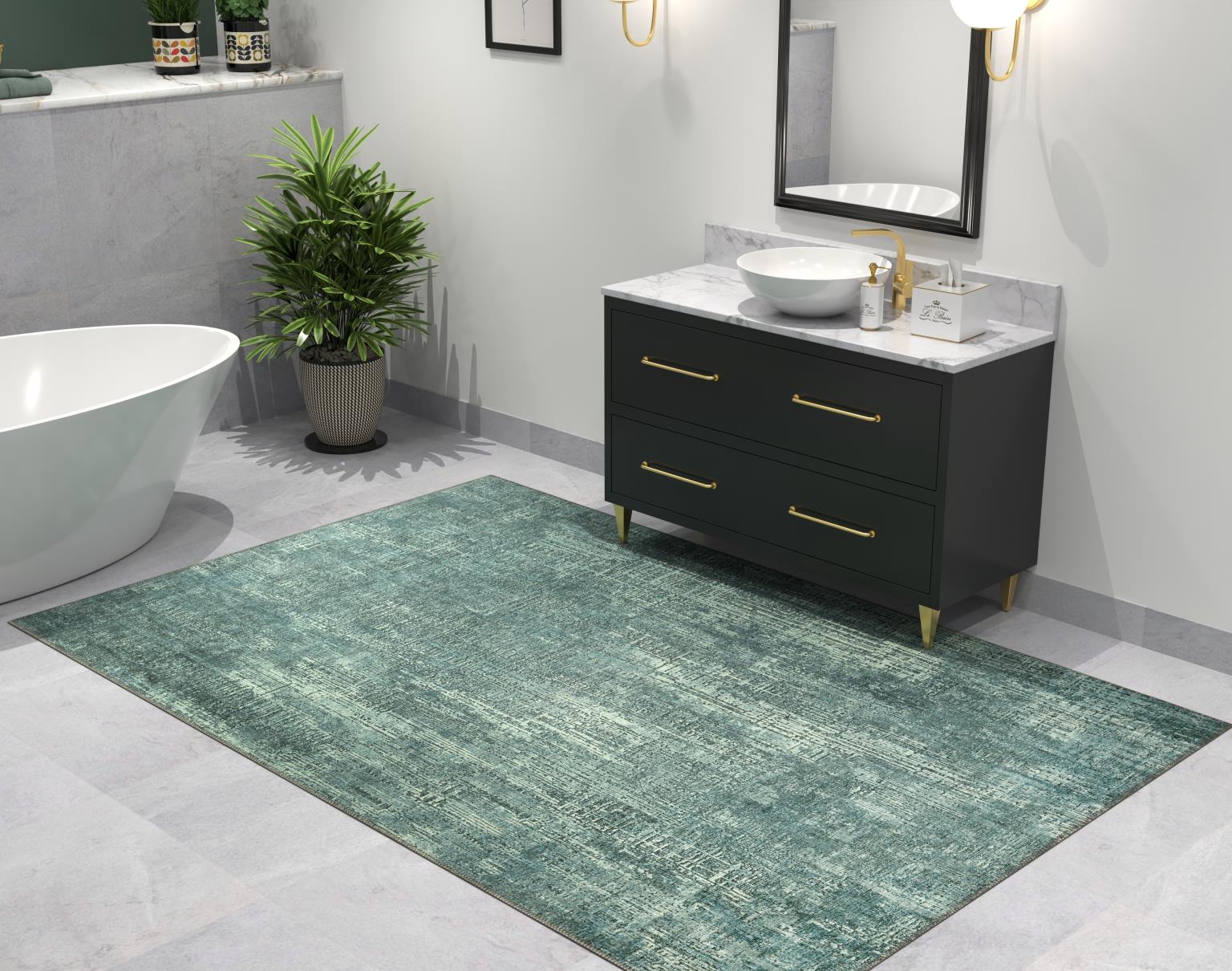 London Elements Teal Washable Rug Runner 2'6" x 7'6" by Homeportonline