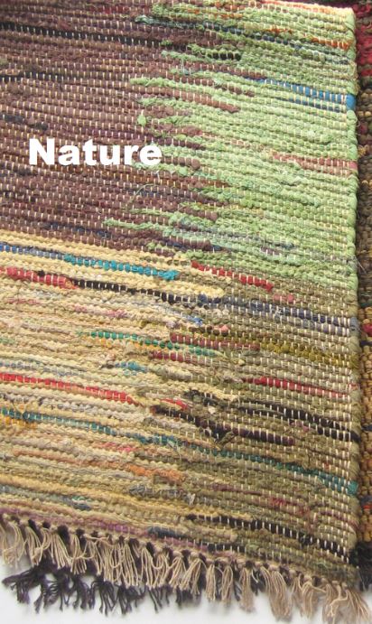Checkers Rag Rug Cotton Nature 30" x 50" by Homeportonline