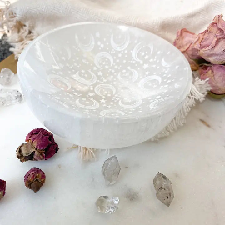 Celestial Selenite Crystal Jewelry Bowl Trinket Dish