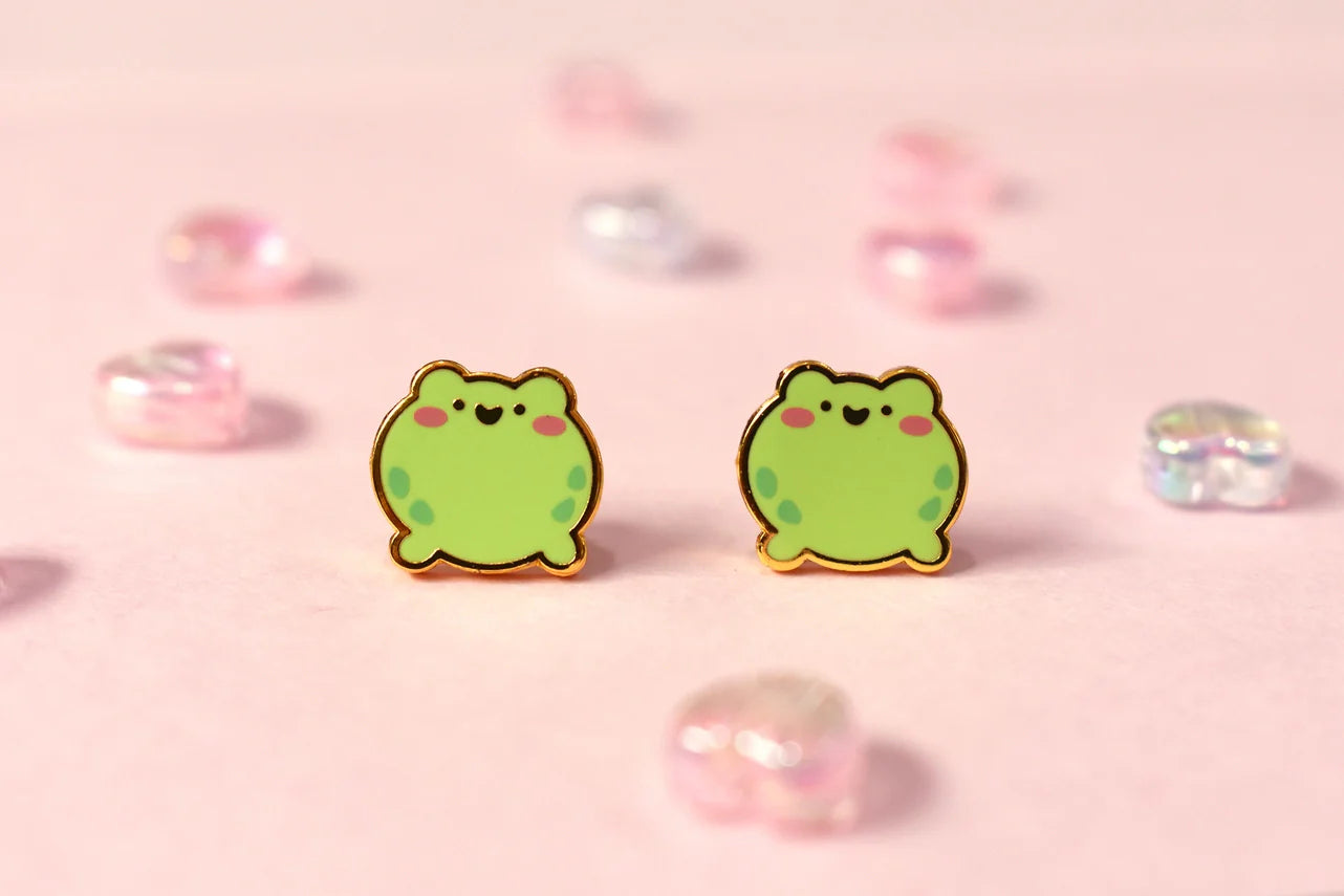 Round Frog Stud Earrings