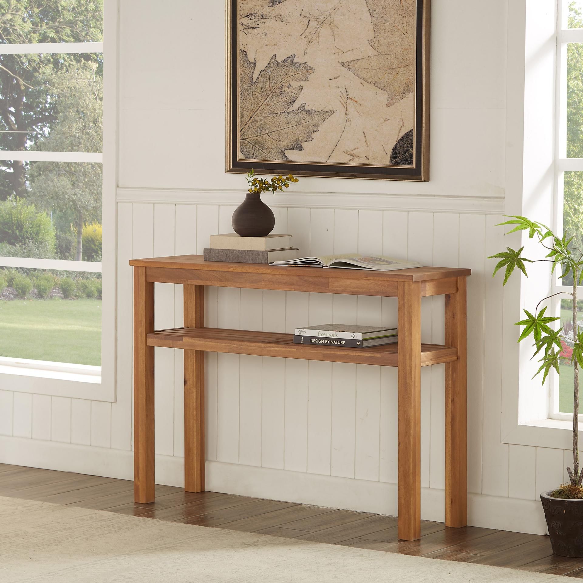 Tiburon Console With Shelf Amber by Homeportonline