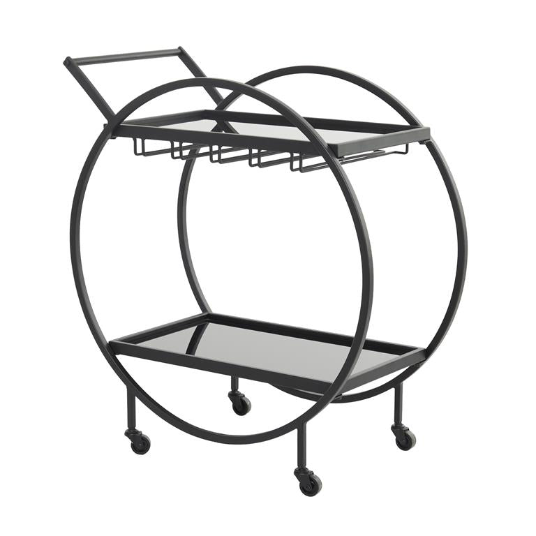 Black Metal Rolling 2 Mirrored Shelf Bar Cart by Homeportonline
