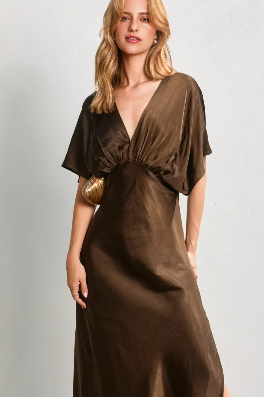 Dress Forum Satin Blouson Maxi Dress