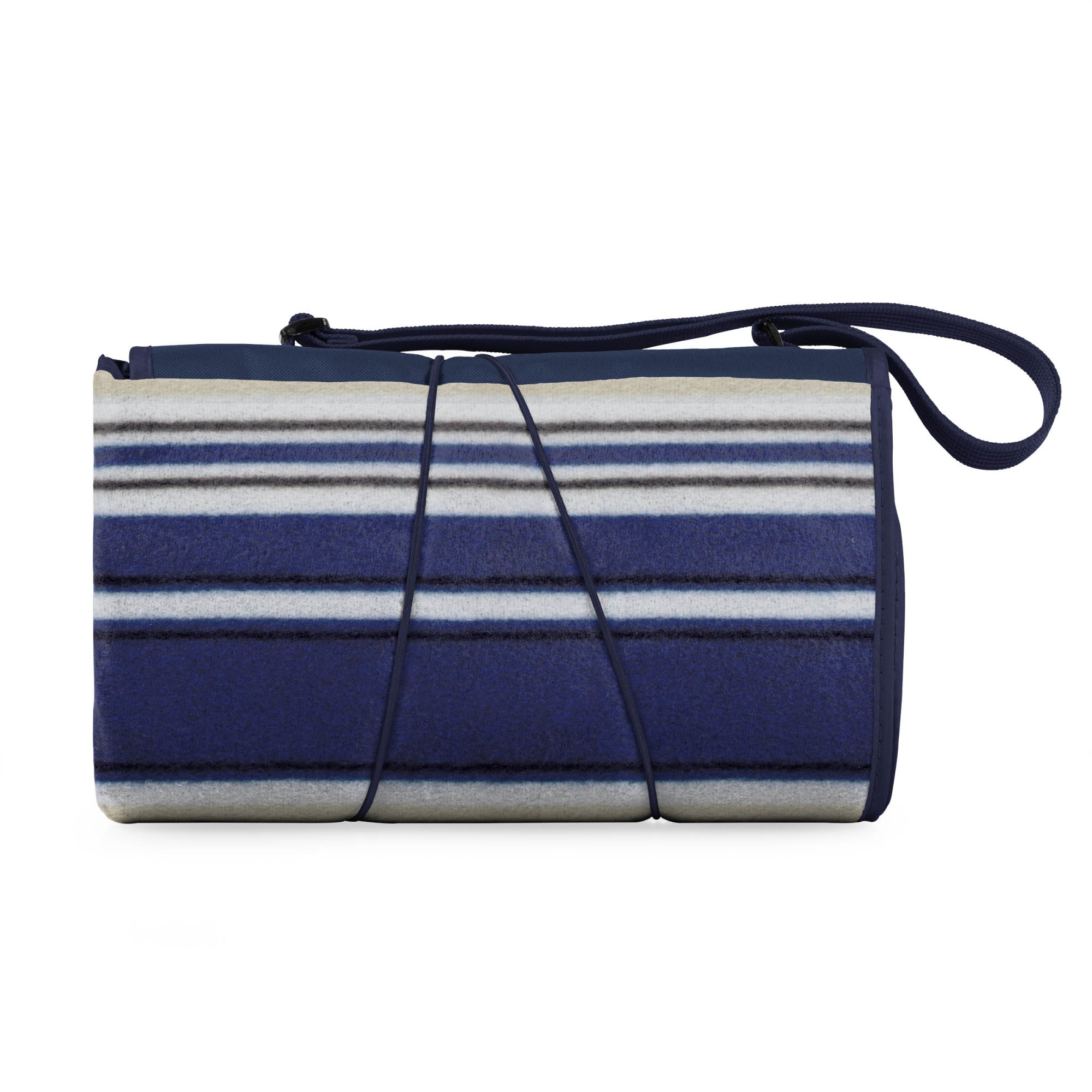 Picnic Blanket Tote Navy Blue Stripe by Homeportonline