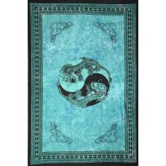 Tapestry Single Size Ying Yang Dragon Green by Homeportonline