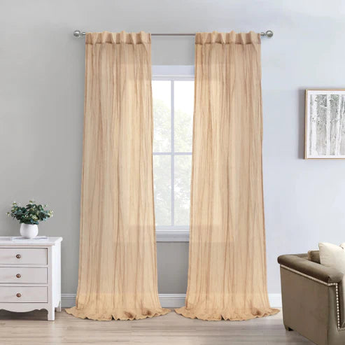 Paloma Dual Header Back Tab Rod Pocket Panel 52" x 84" Apricot by Homeportonline