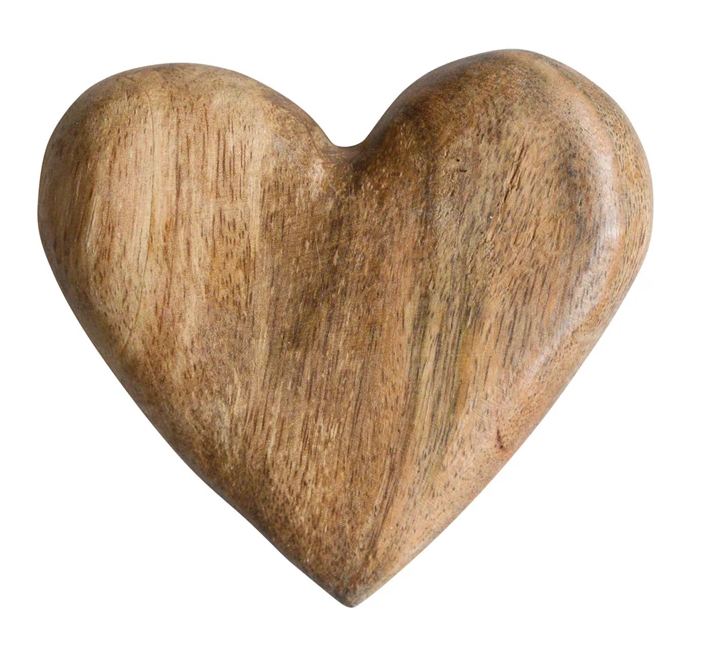 Decorative Mango Wood Heart 4.25" Long by Homeportonline