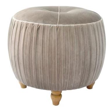 Helena Round Ottoman Chamois Natural Wood Legs by Homeportonline