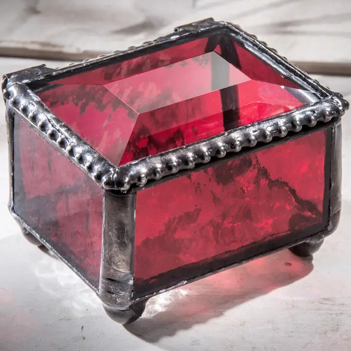 Vintage Stained Glass Ring Jewelry Box