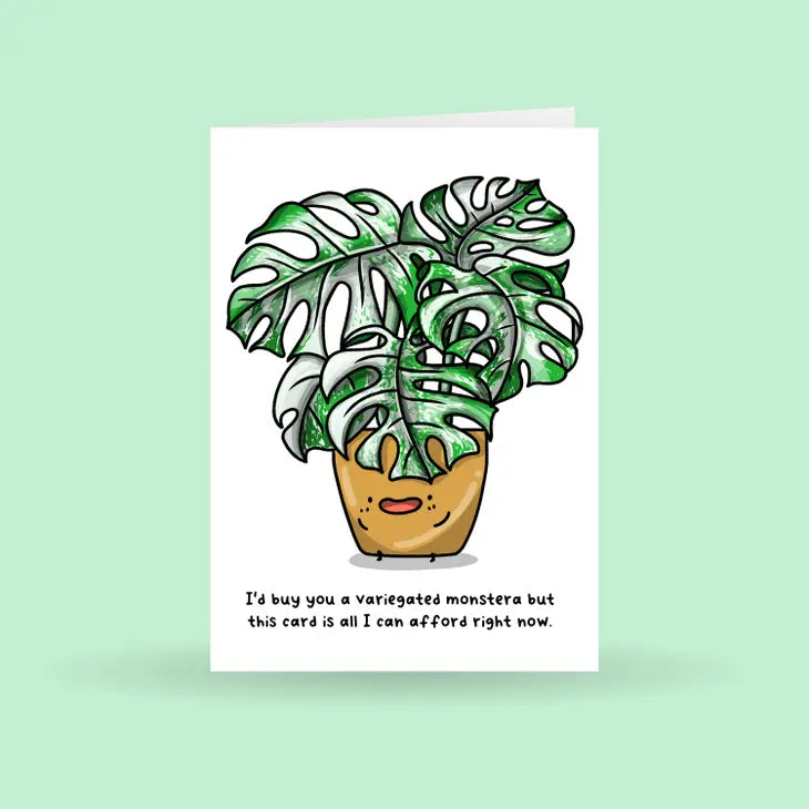 Variegated Monstera Plant Greeting Card by Wild Lark