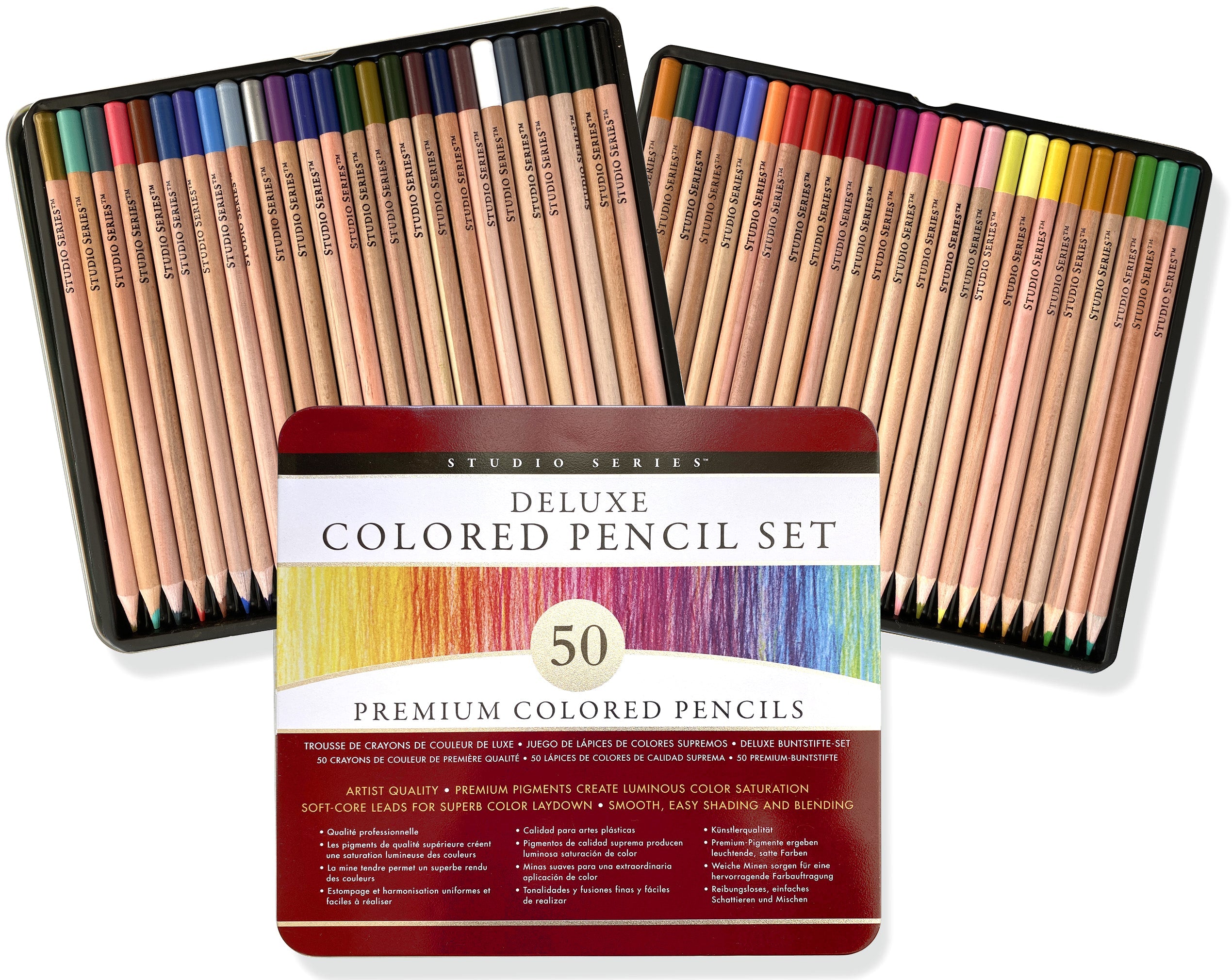 Art Center Colored Pencil Set 50 Piece in Storage Tin by Homeportonline
