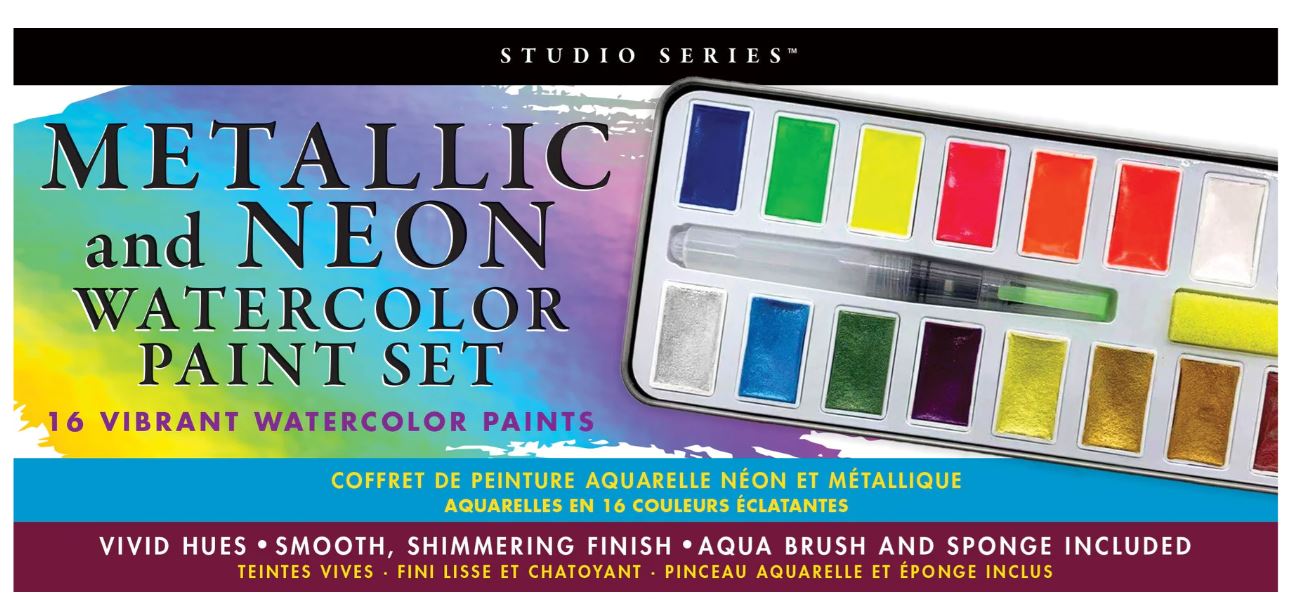 Art Center Watercolor Paint Set Metallic & Neon 18 colors by Homeportonline