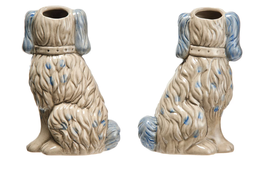 Vase Stoneware Vintage Reproduction Dog Grey 8"h (Sold Individually) by Homeportonline