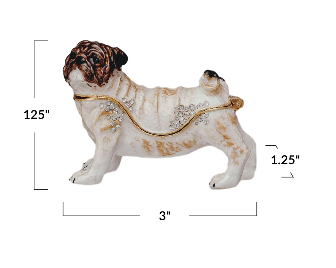Trinket Box Enameled Metal Pug 3"l x 2"h by Homeportonline