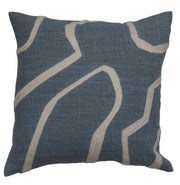 Pillow Cotton Embroidered Blue & Cream Polyester Fill 18" Square by Homeportonline