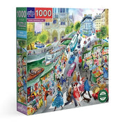 eeBoo Piece & Love: Paris Bookseller - 1000 Piece Puzzle - Adult Square Jigsaw  23x23   Includes Image Reference Insert  Glossy High-Quality Pieces