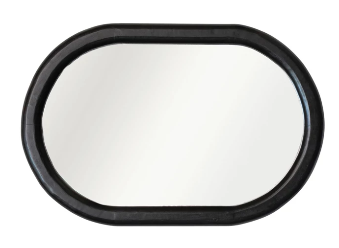 Mirror Mango Wood Oval Black 35.25"h by Homeportonline