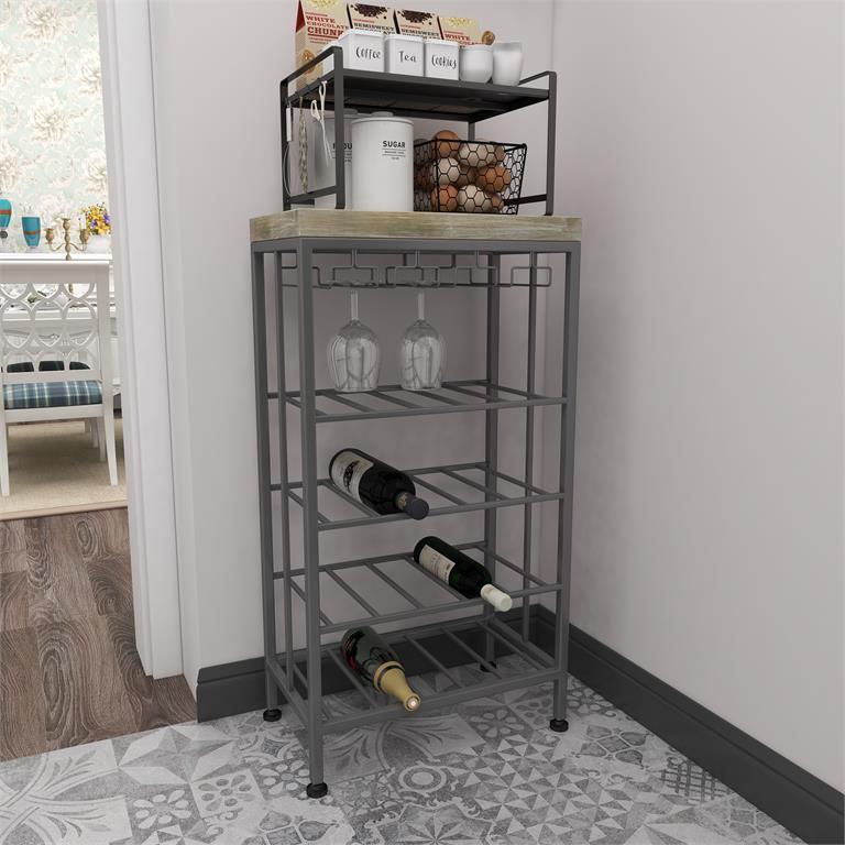 Grey Metal Contemporary Standing Wine Rack by Homeportonline
