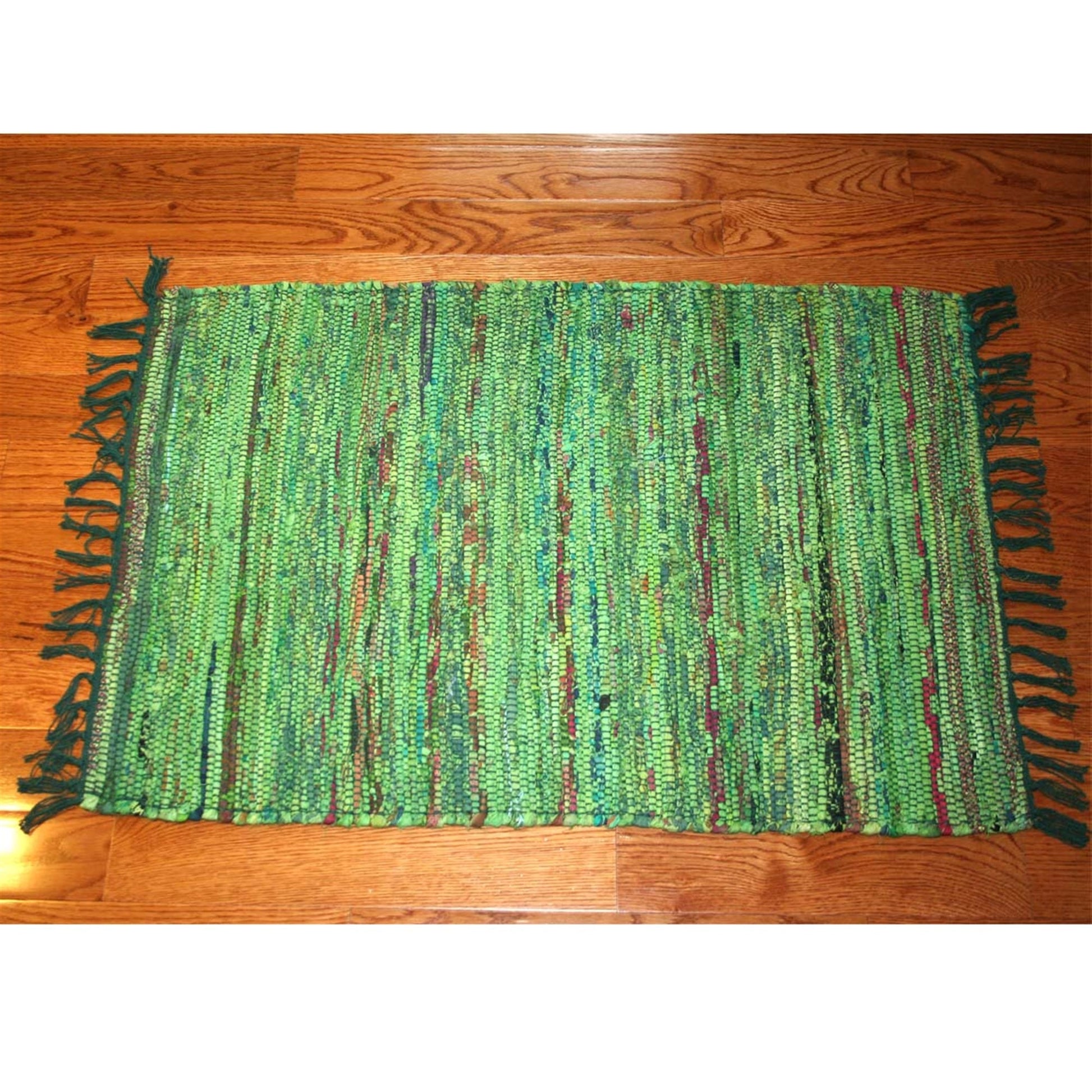 Rag Rug Overdyed Cotton Green 4'x6 by Homeportonline