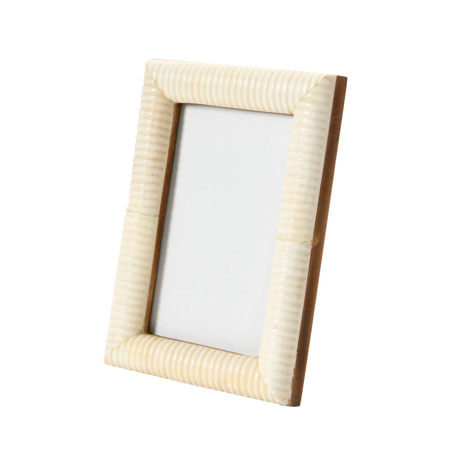 Frame Hand Carved Bone Ribbed Natural Holds 4" x 6" by Homeportonline