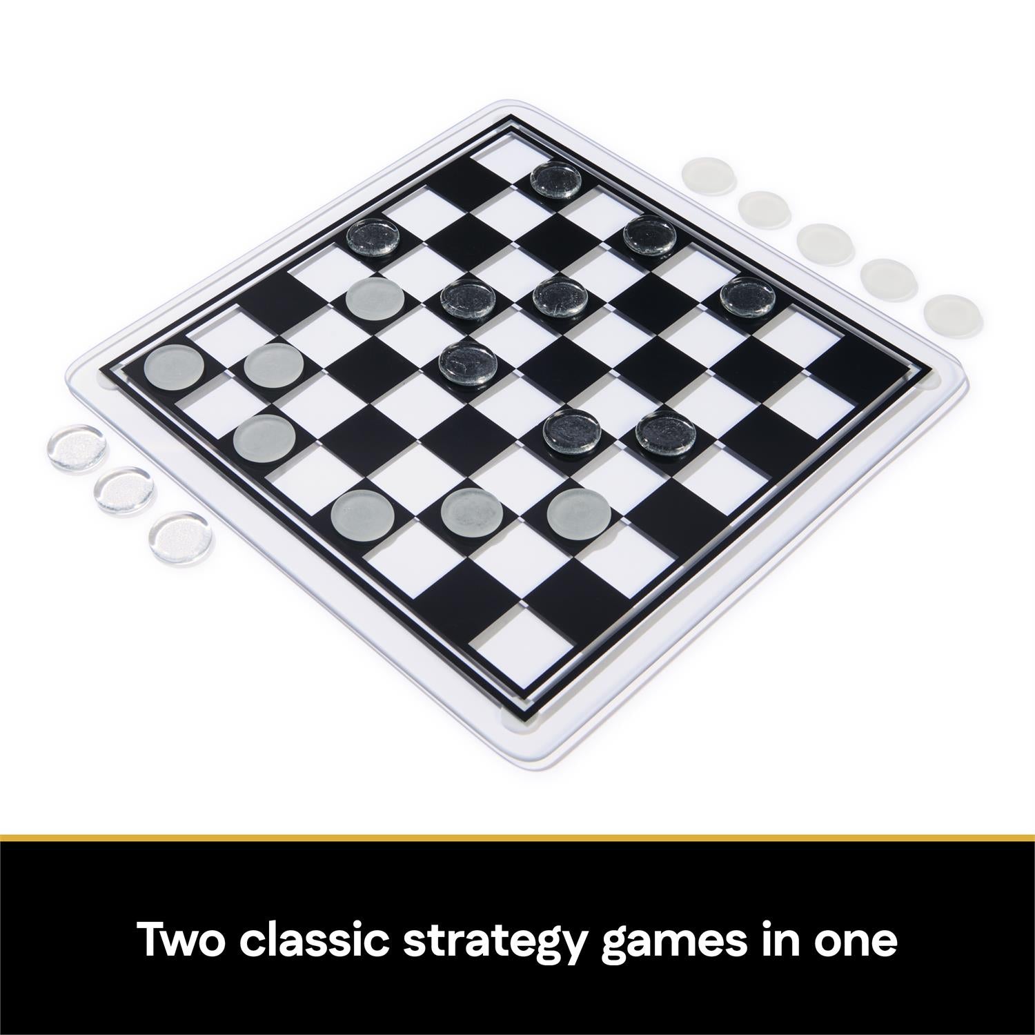 Game Cardinal Classics Chess & Checkers Black & Clear with Glass Board