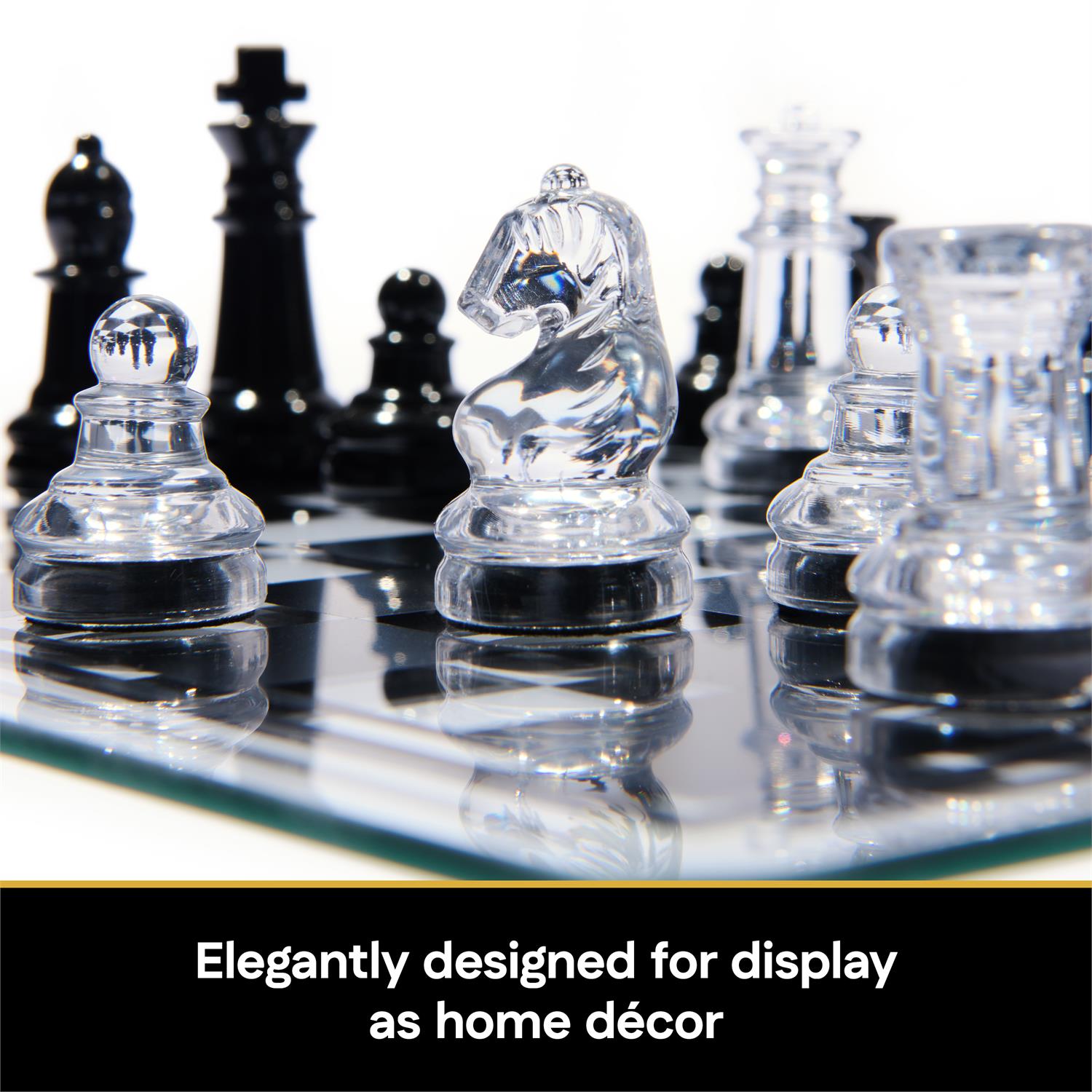 Game Cardinal Classics Chess & Checkers Black & Clear with Glass Board