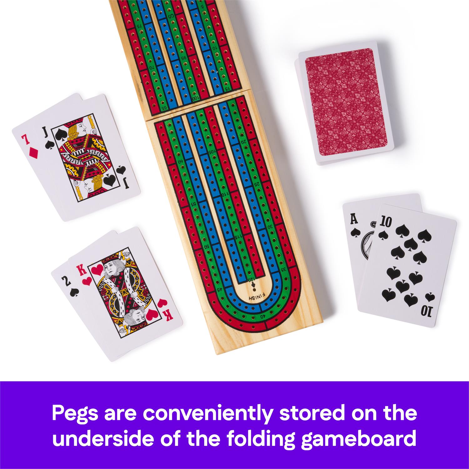 Game Cardinal Classics Cribbage Wooden Board Folding With Cards