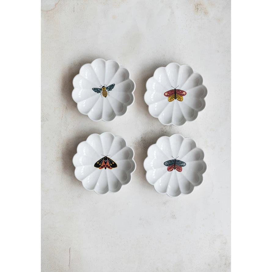 Stoneware Butterfly Fluted Dish - Sold Individually by Homeportonline