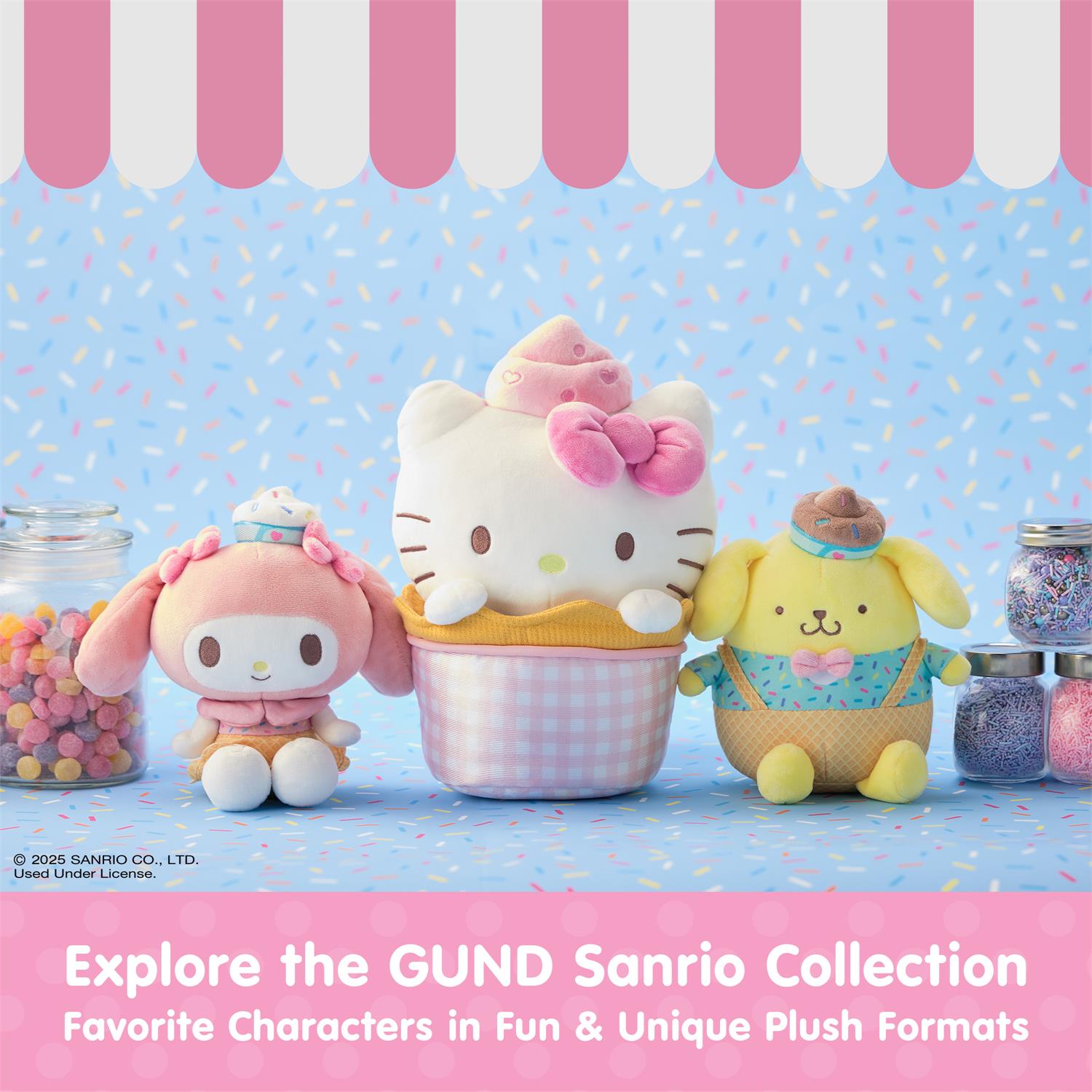 Plush Sanrio Hello Kitty My Melody Cupcake 8" by Homeportonline