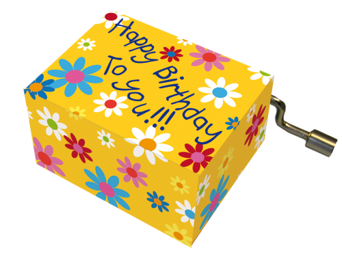 Music Box - Happy Birthday - Happy Birthday with blossoms by Homeportonline
