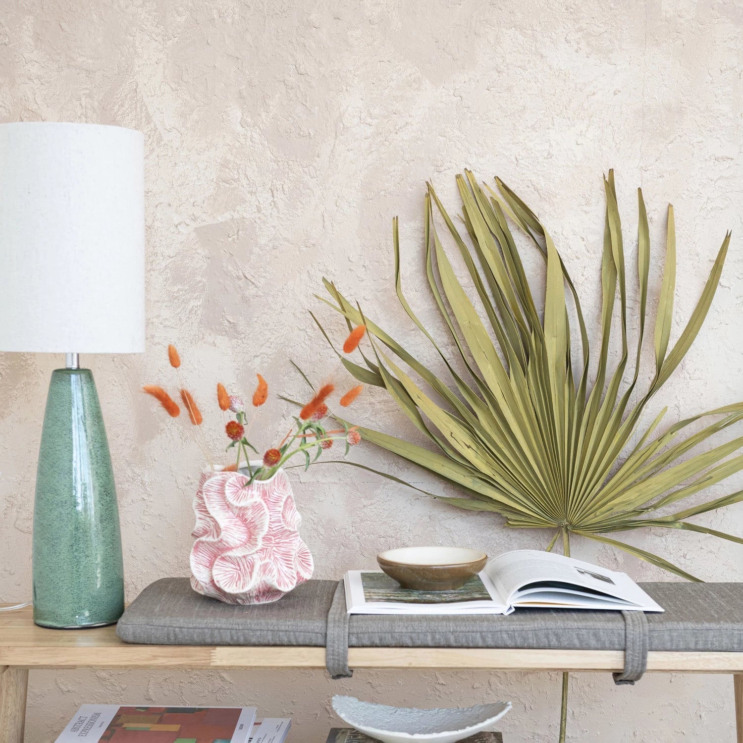 Lamp Tabletop Ceramic Green 27.5"h by Homeportonline