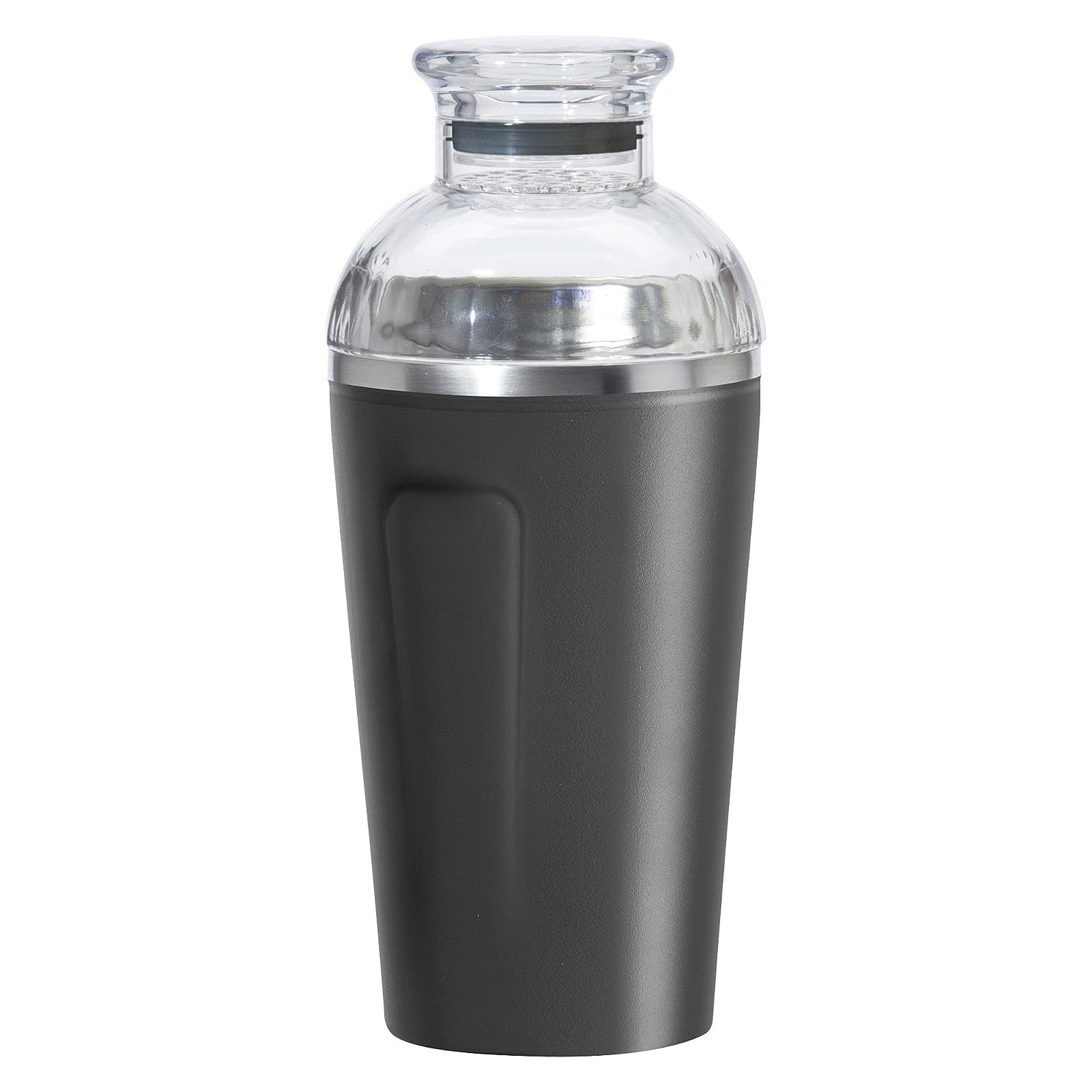 Cocktail Shaker - Groove Double Wall Stainless Steel 16oz Black by Homeportonline