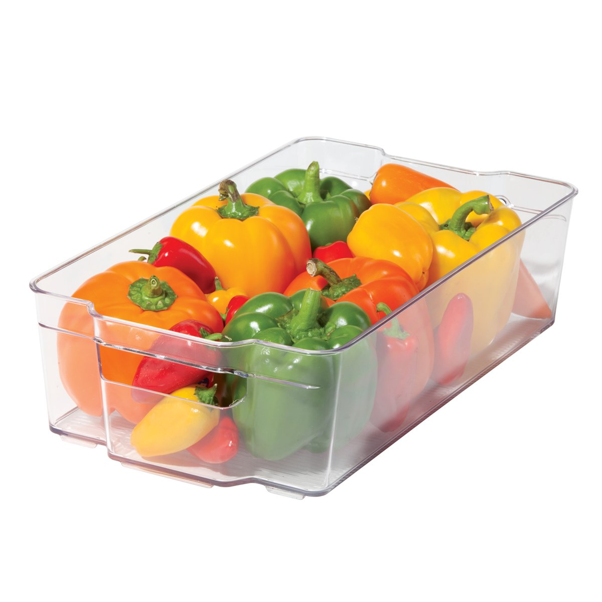 Fridge Pantry Storage Bin with Fingergrip Handle 14.75in x 8.5in x 3.75in by Homeportonline