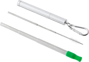 Drinking Straws - Stainless Steel - Telescopic Straw w/ Case & Brush by Homeportonline