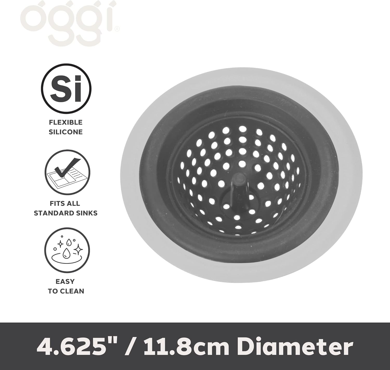 Sink Strainer - Silicone & Metal Charcoal by Homeportonline