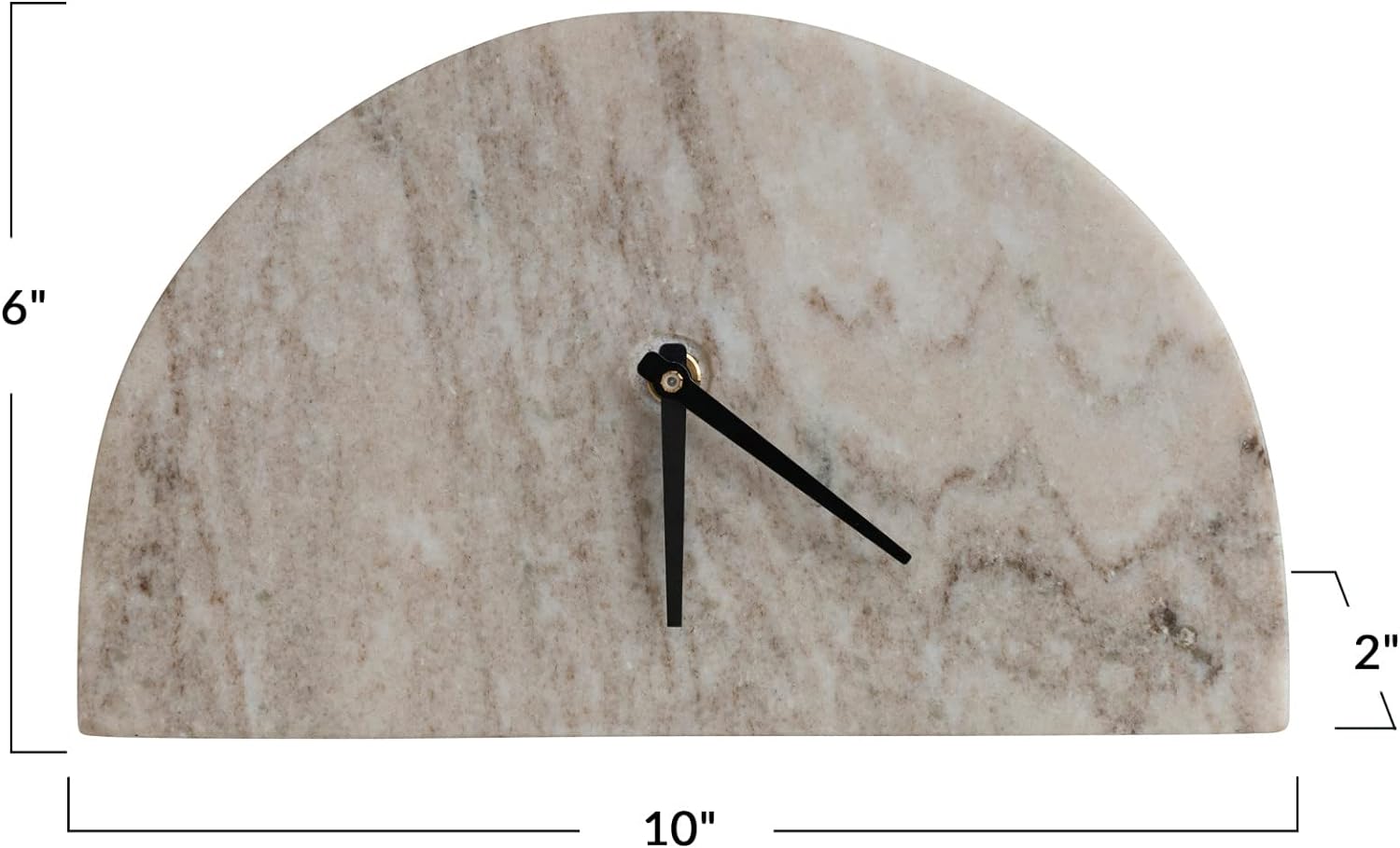 Clock Mantel Top Marble Half Circle 10" Long x 6" High by Homeportonline