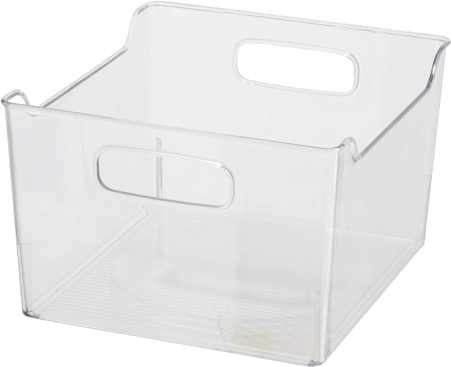 Fridge Pantry Storage Bin with Fingergrip Handle 9.75in x 9in x 6in by Homeportonline