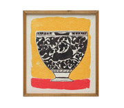 Wall Décor Wood Framed Bowl Black & White On Yellow by Homeportonline