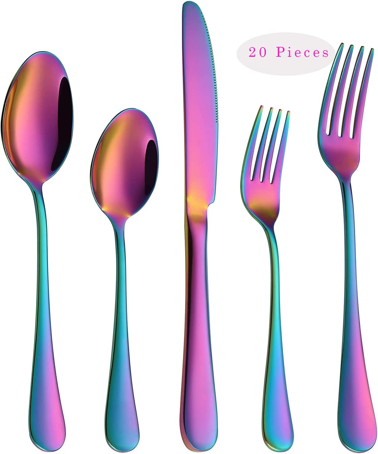 Rainbow Flatware Cutlery Silverware Set 20 Pieces by Homeportonline