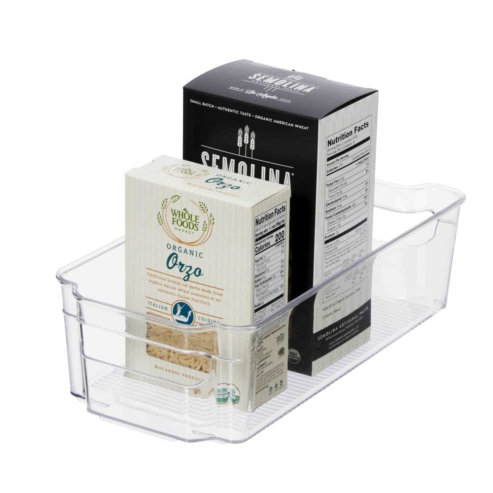 Fridge Pantry Storage Bin with Fingergrip Handle 12.5in x 7.25in x 3.5in by Homeportonline