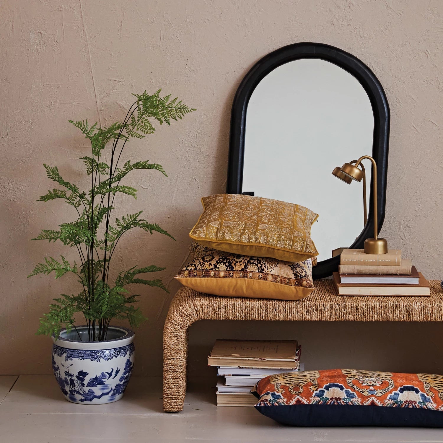 Mirror Mango Wood Oval Black 35.25"h by Homeportonline