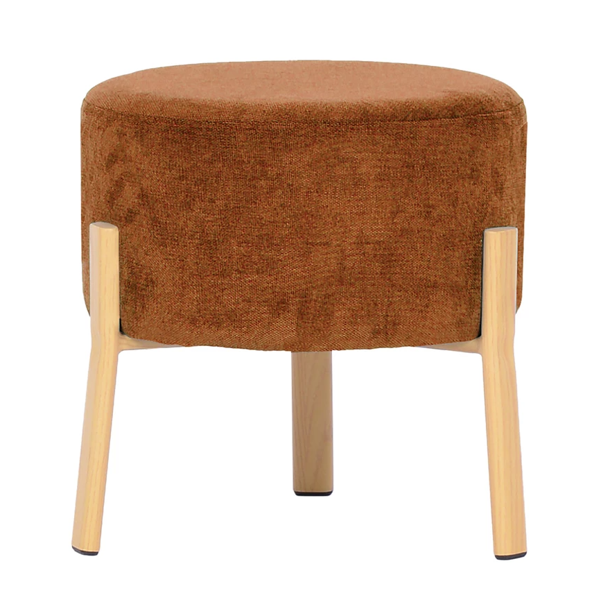 Ottoman Upholstered Fabric with Wood Finish Metal Legs by Homeportonline
